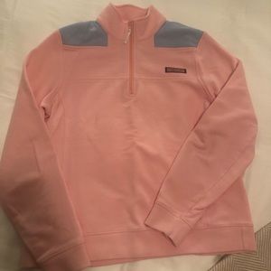 Vineyard Vines pullover quarter zip, pink and blue